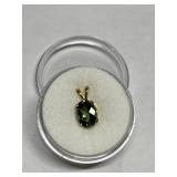 MOLDAVITE 1.07CT IN 14K GOLD SETTING