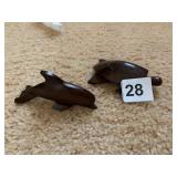 TURTLE, DOLPHIN WOOD CARVED