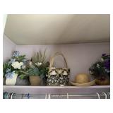 ARTIFICAL FLOWERS, HAT AND BASKETS