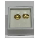 PAIR OF OVAL YELLOW COLOR CUT STONES 10X8