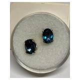 TEAL TOPAZ EARRINGS IN STERLING SILVER SETTING