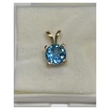SWISS BLUE TOPAZ 1.69CT PENDANT IN 14K GOLD