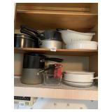 CORNING WARE BOWL, POTS, GRATER