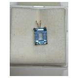 SWISS BLUE TOPAZ 3.18CT PENDANT IN 14K GOLD
