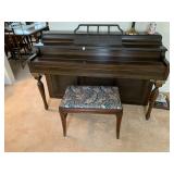 SHONINGER NY SPINET PIANO GOOD CONDITION W/ BENCH