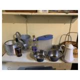 STAINLESS STEEL BOWLS, COFFEE URN, COLEMAN COOLER