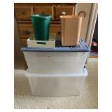 2 BINS, DRESSER TRAY AND WASTE BASKETS