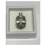 PRASIOLITE 9.71CT IN STERLING SILVER SETTING