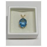 SWISS BLUE TOPAZ 4.46CT IN 14K GOLD SETTING