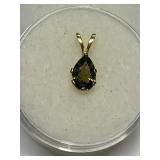 GREEN TOURMALINE PENDANT IN 14K GOLD SETTING .32