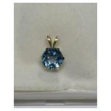 BLUE TOPAZ 1.62CT PENDANT IN 14K GOLD SETTING .54