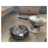 ALUMINUM CHAFER WITH GLASS LINER, SILVER PLATE