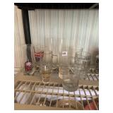 RED LOBSTER GLASS, BUDWEISER GLASS, ETCHED SHOT