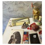 SOUVENIR DICE, SHARPIES, MARY, DOG PICTURE ETC.