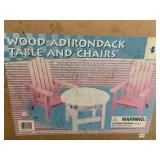 WOOD ADIRONDACK TABLE AND CHAIRS
