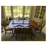 DUNCAN PHYFE DINING ROOM AND 6 SHIELD BACK CHAIRS