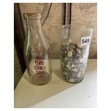 MIAMI COUNTY DAIRY GLASS MILK BOTTLE, VASE WITH