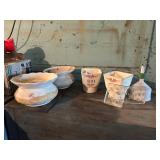 GLASS FUNNEL, PORCELAIN BOWLS, CONTAINERS