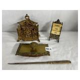 BRASS DESK SET WITH LETTER SORTER, PERPETUAL