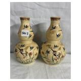 2 MATCHING 7.5" H VASES SMALL HAIRLINE CRACK ON