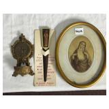 BRASS HOLY WATER FONT MADE IN FRANCE, LETTER