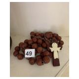 LARGE WOOD BEAD NECKLACE WITH CROSS