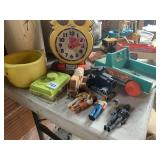 TONKA, ANSWER CLOCK, MUSIC BOX, AMBULANCE, JEEP,