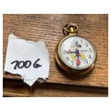 MICKEY MOUSE POCKET WATCH WITH ENGRAVED TRAIN