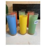6 VINTAGE GOLD RIM MULTI-COLOR GLASSES