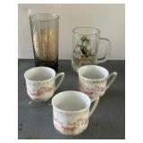 JIMINY CRICKET GLASS MUG, GOLD SUN TUMBLER,