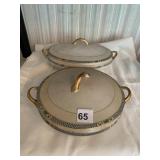 PAIR OF NORITAKE COVERED SERVING BOWLS