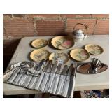 SILVER TRAY KNIVES, FINE CHIME NASCO, PLATES
