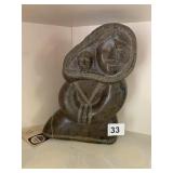 9" CARVED ESKIMO 2 FACES, HEAVY