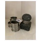 INK WELL AND NAPKIN RINGS
