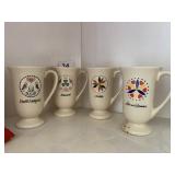 PENNSBURY POTTERY SET OF 4 PEDESTAL PA DUTCH HEX