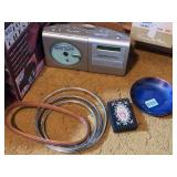 EMBROIDERY HOOPS, RADIO SHACK CASSETTE/CD,