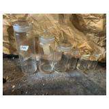GROUND GLASS STOPPER SPECIMEN JARS, 6 TOTAL