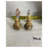 HAND PAINTED AND CARVED STONE DOLL TRINKET BOXES