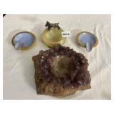 AMETHYST ASHTRAY, SCOTTY DOG MARBLE ASHTRAY AND