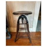 WOOD AND CAST-IRON ADJUSTABLE HEIGHT STOOL