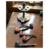 WOODEN PIPE STAND WITH PIPES