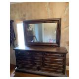 WOOD DRESSER WITH MIRROR 11 DRAWER