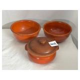 RED WING STONEWARE BOWLS AND LIDDED SOUP CROCK,