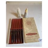 REGENT SHEFFIELD CARVING KNIVES, ALABASTER BIRDS