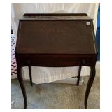 DROP FRONT DESK WITH INLAY FRONT AND DOVETAILED