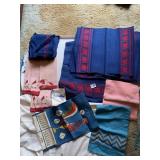 LINENS W/ ELEPHANTS AND A ROOSTER LINEN 1970