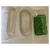 GLASS SERVING PIECES, ASPARAGUS PLATE, GREEN