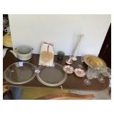 DELFTS ROOD MADE IN HOLLAND BUD VASE AND 2 PLATES