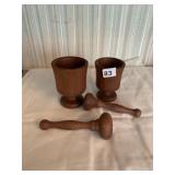 WOOD MORTAR AND PESTLE