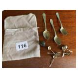 STERLING SILVER SPOONS AND THIMBLE